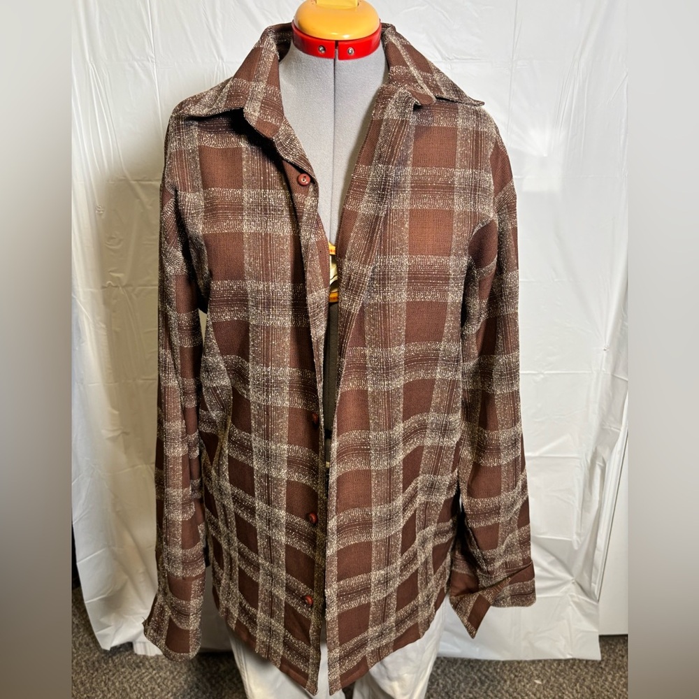 Vintage Smokey Joe’s Brown & White Plaid Woven Dress Shirt